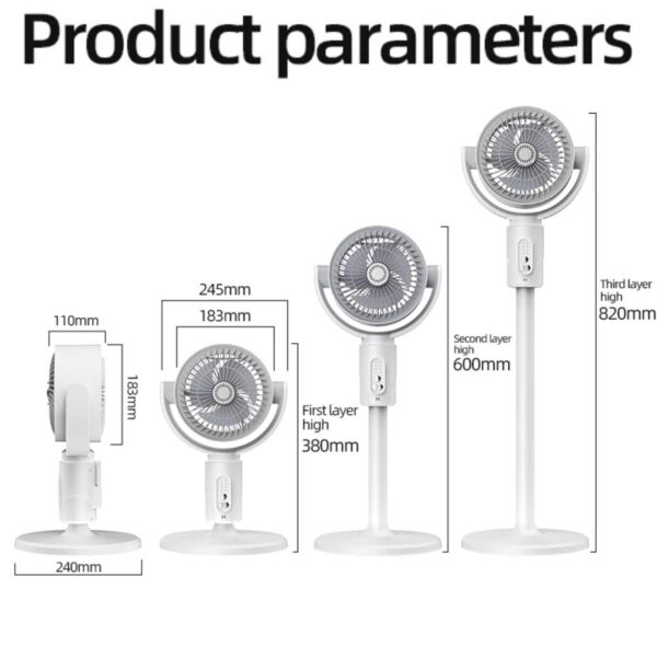 F1 Fan Air Circulation Fan, Portable Circulation Fan, Home Desktop Silent Floor Fan, Five Adjustable Speed And Energy-Saving, automatic oscillation ("shaking of head"), remote control, wide-angle air supply, and intelligent timing functions - Image 3