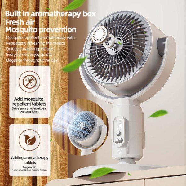 F1 Fan Air Circulation Fan, Portable Circulation Fan, Home Desktop Silent Floor Fan, Five Adjustable Speed And Energy-Saving, automatic oscillation ("shaking of head"), remote control, wide-angle air supply, and intelligent timing functions - Image 2