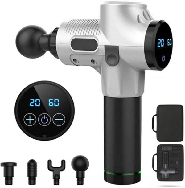 Electric Muscle Massage Gun Therapy, Fascia Massage Gun, Deep Vibration Muscle Relaxation Fitness Equipment, Silver