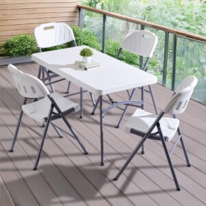 Home Centre Helios Carter 4-Seater Foldable Dining Set with Chairs - Grey and White