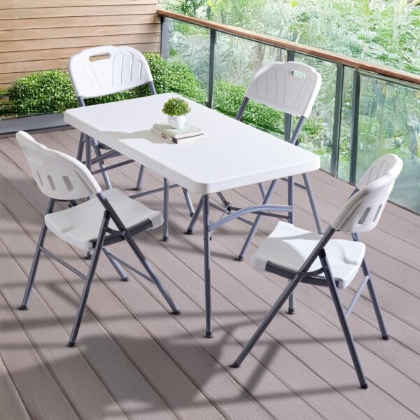 Home Centre Helios Carter 4-Seater Foldable Dining Set with Chairs - Grey and White