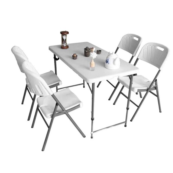Home Centre Helios Carter 4-Seater Foldable Dining Set with Chairs - Grey and White - Image 2