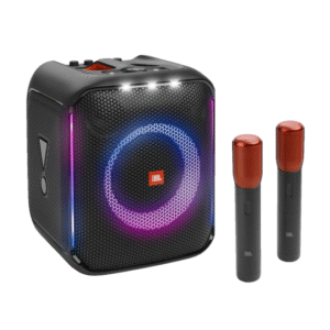 JBL PartyBox Encore 2 Portable Bluetooth Speaker with (Two) Wireless Mics and AI Boost, 15H Battery, Dynamic Lights, Auracast, Karaoke & Guitar Input, IPX4 Splashproof