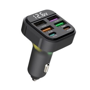 Earldom 7in1 6 Port Car Charger 45W, 4USB A, 2USB C with RGB Led Light