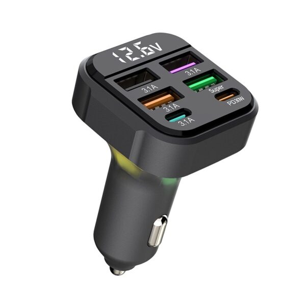 Earldom 7in1 6 Port Car Charger 45W, 4USB A, 2USB C with RGB Led Light