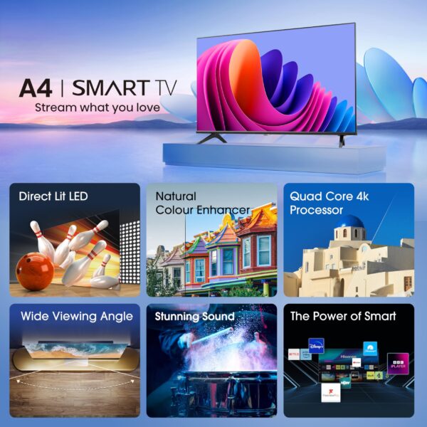 Hisense 40 Inch Smart TV - FHD Resolution, Natural Colour Enhancer, DTS Virtual:X & Dolby Audio, AI Sports Mode, VIDAA OS with Youtube, Netflix and Disney+ and Freeview Play (2025 Model) - Image 3