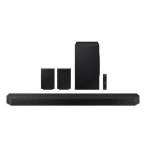 SAMSUNG Q990D 11.1.4ch Soundbar w/Wireless Dolby Atmos Audio, Rear Speaker Included, Q-Symphony, SpaceFit Sound Pro, Adaptive Sound, Game Mode Pro with Alexa Built-in