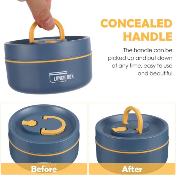 4 Pieces Insulated Lunch Box Set Lunch Containers for Travel Camping Outdoor Blue - Image 9