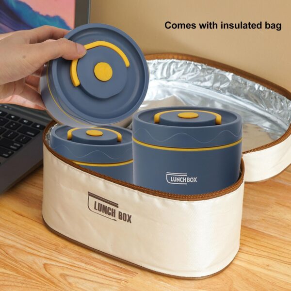 4 Pieces Insulated Lunch Box Set Lunch Containers for Travel Camping Outdoor Blue - Image 4