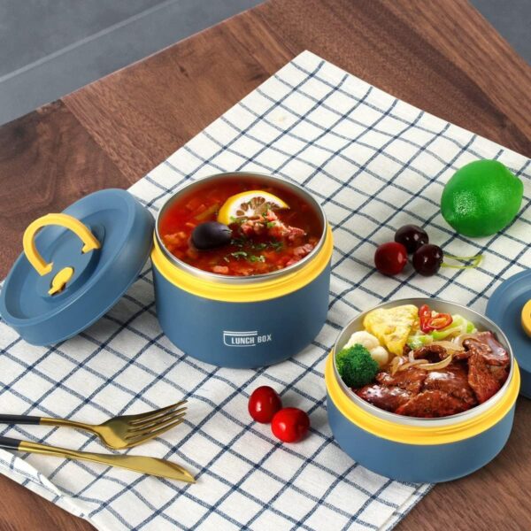 4 Pieces Insulated Lunch Box Set Lunch Containers for Travel Camping Outdoor Blue - Image 3