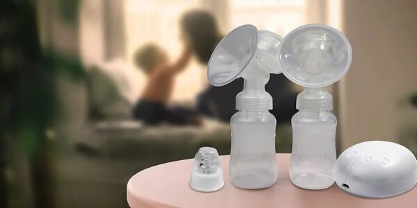 Electric Intelligent Breast Pump, BPA-Free USB Dual Breast Pump Safety Comfortable and Lightweight Automatic Massage Postpartum Breast Pump, 150ml Milk Storage Bottle with Lid and Nipple - Image 5