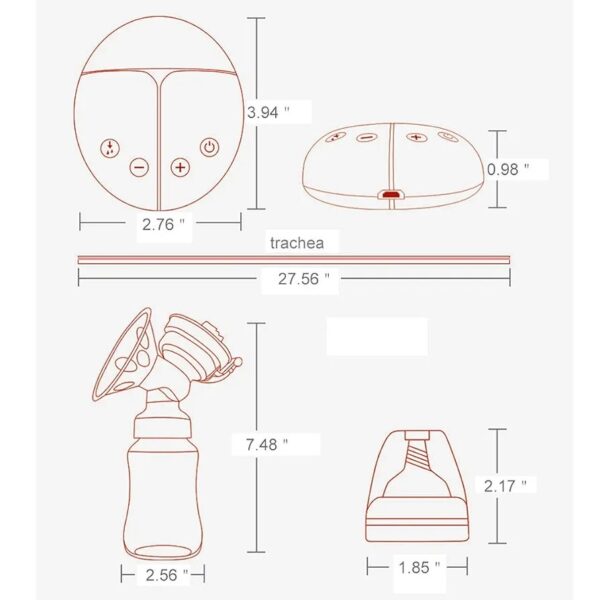 Electric Intelligent Breast Pump, BPA-Free USB Dual Breast Pump Safety Comfortable and Lightweight Automatic Massage Postpartum Breast Pump, 150ml Milk Storage Bottle with Lid and Nipple - Image 4