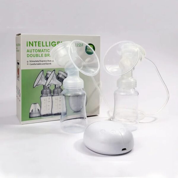 Electric Intelligent Breast Pump, BPA-Free USB Dual Breast Pump Safety Comfortable and Lightweight Automatic Massage Postpartum Breast Pump, 150ml Milk Storage Bottle with Lid and Nipple - Image 8