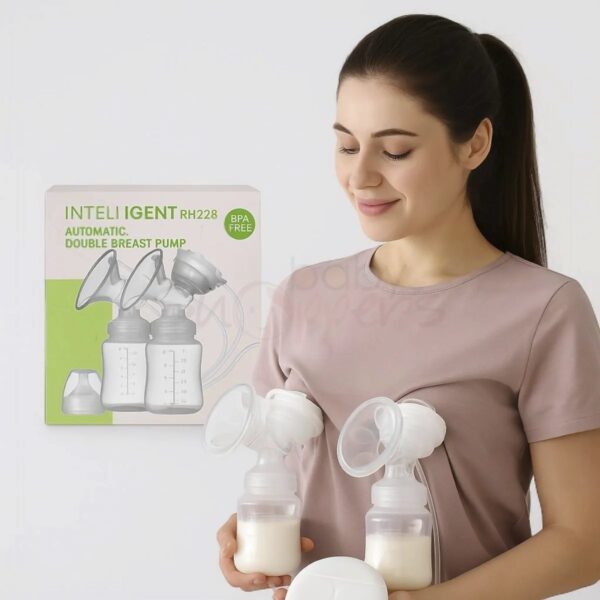 Electric Intelligent Breast Pump, BPA-Free USB Dual Breast Pump Safety Comfortable and Lightweight Automatic Massage Postpartum Breast Pump, 150ml Milk Storage Bottle with Lid and Nipple - Image 9