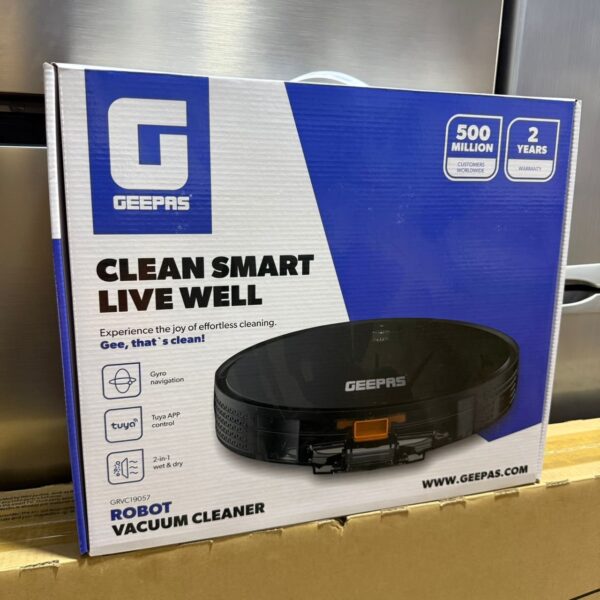 Geepas 2 In 1 Wet & Dry Robot Vacuum Cleaner | Gyro Navigation, TUYA App Control | 4 Cleaning Modes 2600 mAh Battery & Auto Recharge | Adjustable Levels, Remote Control | GRVC19057 11.4 W GRVC19057 Black - Image 7
