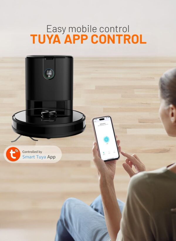 GEEPAS 2 In 1 Wet & Dry Robot Vacuum Cleaner | LDS Navigation, TUYA App Control | 4 Cleaning Modes 2600 mAh Battery & Auto Recharge | 4 Anti Drop Sensors, Remote Control, Brushless Motor | GRVC19058 - Image 9