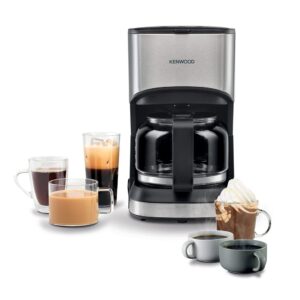 Kenwood Coffee Maker Up To 6 Cup Coffee Machine for Drip Coffee and Americano 550W 40 Min Auto Shut Off, Reusable Filter, Anti Drip Feature, Warming Plate and Easy to Clean CMM05.000BM Black/Silver