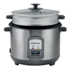 Kenwood 2-in-1 Rice Cooker 1.8L 10-Cups Rice with Food Steamer Basket, Non-Stick Cooking Pot, Temepered Glass Lid, Warm/Cook Lights, Spatula Holder, Detachable Cord RCM45.000SS Silver