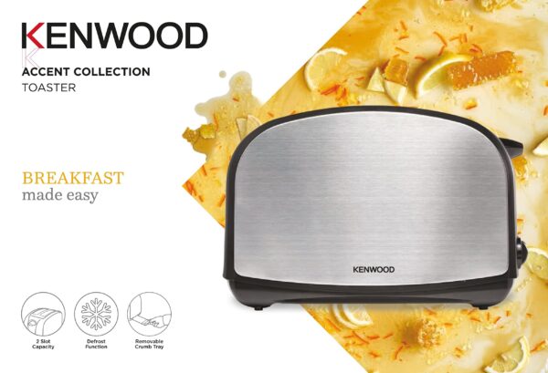 Kenwood 2 Slice Accent Collection Bread Toaster TCM01A0BK With Defrost Function – Metal & Black - Image 2