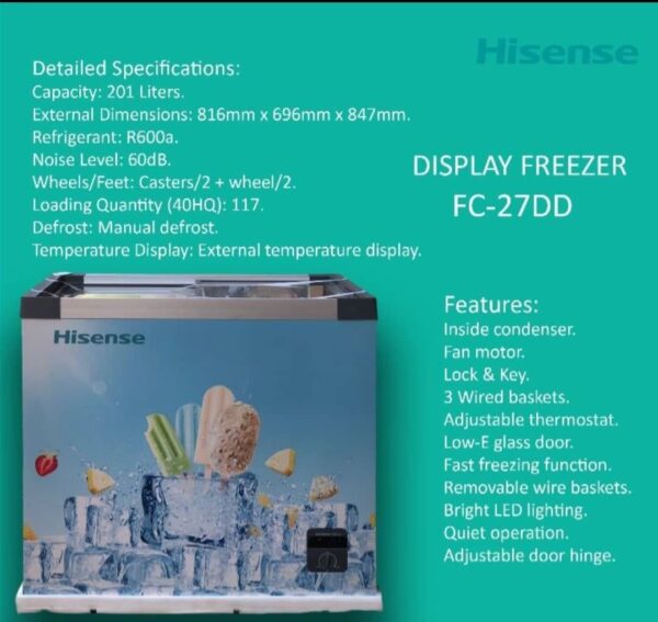 Hisense Ice Cream Display Freezer 270L FC-27DD - Image 2