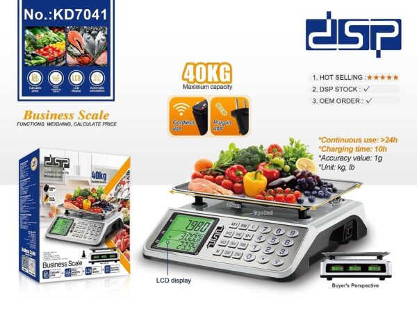 DSP Kitchen Business Weighing Scale 40KG KD7041 - Image 2