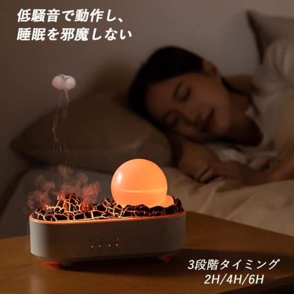 Volcano Humidifier, Aroma Diffuser, 3 Color LED Lights, Aroma Humidifier, Small Humidifier, USB Rechargeable, Tabletop Humidifier, Ultrasonic Humidifier, Large Capacity, Stylish, Quiet, Dry - Image 5