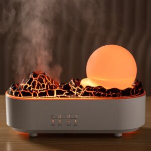 Volcano Humidifier, Aroma Diffuser, 3 Color LED Lights, Aroma Humidifier, Small Humidifier, USB Rechargeable, Tabletop Humidifier, Ultrasonic Humidifier, Large Capacity, Stylish, Quiet, Dry