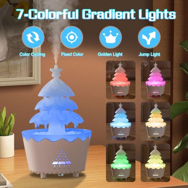 Christmas Tree Humidifier, 7 Color Gradient Lights Christmas Tree Essential Oil Diffuser, Perfect for Christmas Decor for Home, Yoga, Office(White) - Image 4