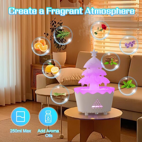Christmas Tree Humidifier, 7 Color Gradient Lights Christmas Tree Essential Oil Diffuser, Perfect for Christmas Decor for Home, Yoga, Office(White) - Image 3