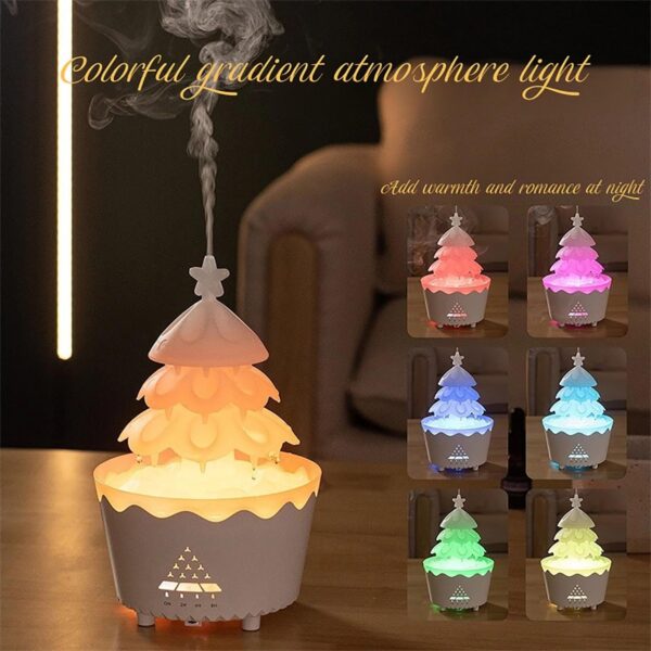 Christmas Tree Humidifier, 7 Color Gradient Lights Christmas Tree Essential Oil Diffuser, Perfect for Christmas Decor for Home, Yoga, Office(White) - Image 6