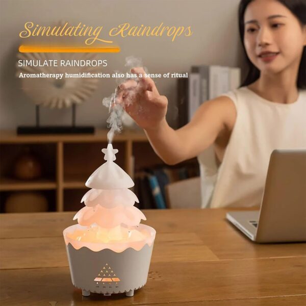 Christmas Tree Humidifier, 7 Color Gradient Lights Christmas Tree Essential Oil Diffuser, Perfect for Christmas Decor for Home, Yoga, Office(White) - Image 2