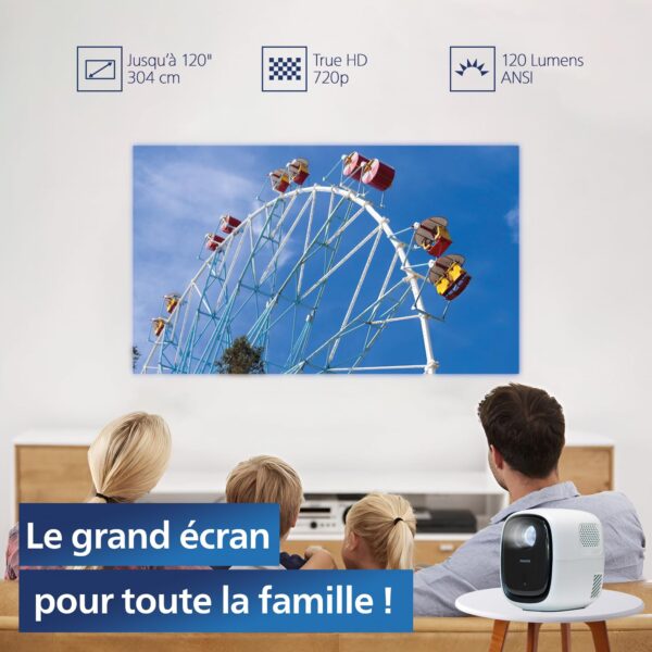Philips, Neopix 130 Home Cinema Projector, Advanced Image Correction, Full HD 720p, Advanced LED Light Source, Wi-Fi Mirror Mode, Stereo Sound, Connected OS, Black - Image 3