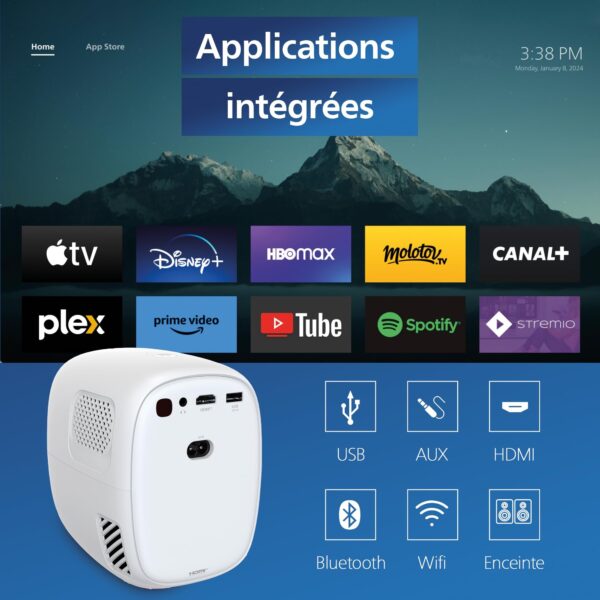Philips, Neopix 130 Home Cinema Projector, Advanced Image Correction, Full HD 720p, Advanced LED Light Source, Wi-Fi Mirror Mode, Stereo Sound, Connected OS, Black - Image 5