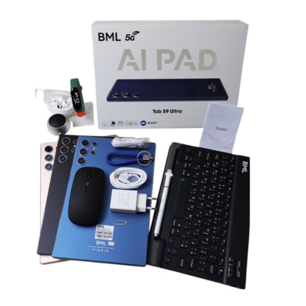 BML AI Pad PC Android Tablet 10 inch, 12GB RAM, 1TB ROM, 10000 MAH, Wireless Keyboard, Mouse, Speaker, Charger, Watch - Image 3