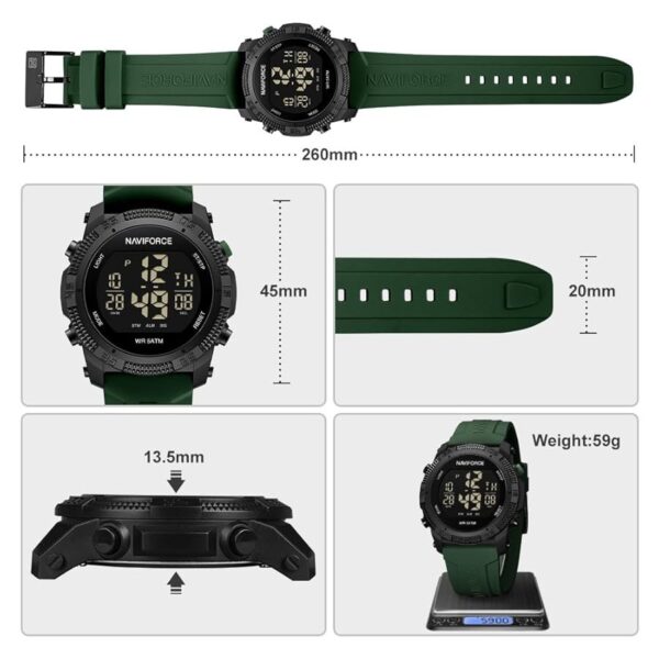 Naviforce Sports Waterproof Men Digital Watch - Green - Image 4