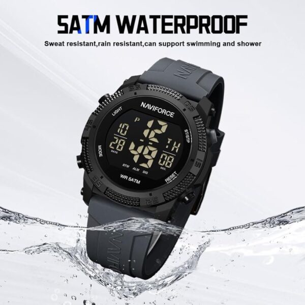 Naviforce Sports Waterproof Men Digital Watch - Black Gray - Image 2
