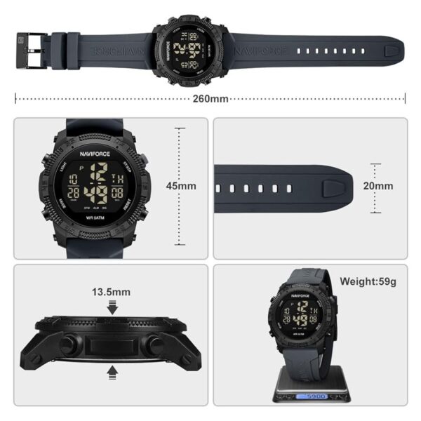 Naviforce Sports Waterproof Men Digital Watch - Black Gray - Image 4