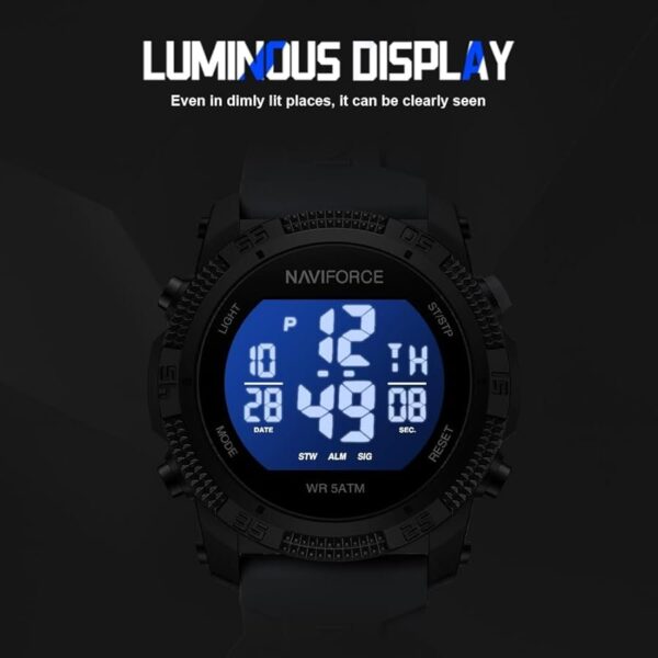 Naviforce Sports Waterproof Men Digital Watch - Black Gray - Image 5