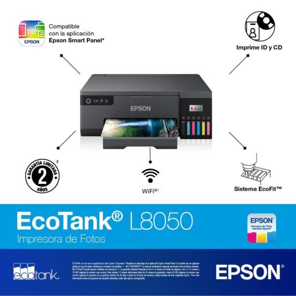 EPSON EcoTank L8050, 6-colour A4 photo printer WiFi connected, with Smart App connectivity - Image 3
