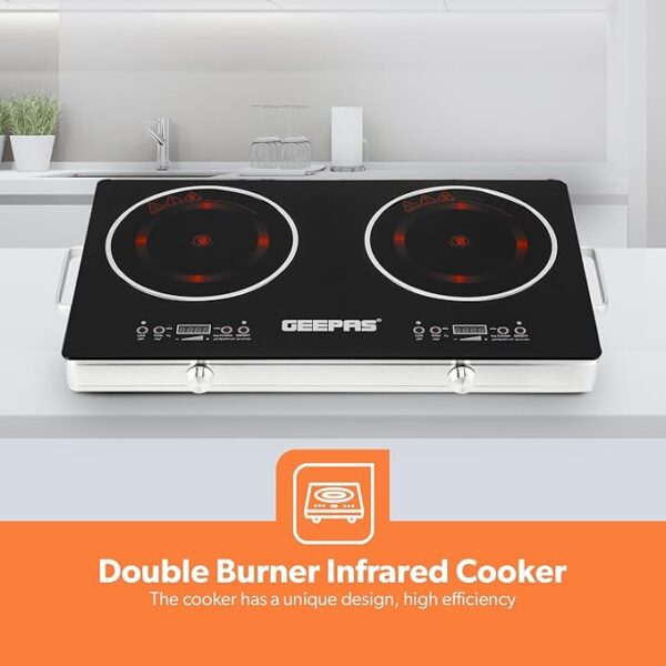 Geepas Double Digital Infrared Cooker 3600W GIC6131S | Fast & Efficient Cooking