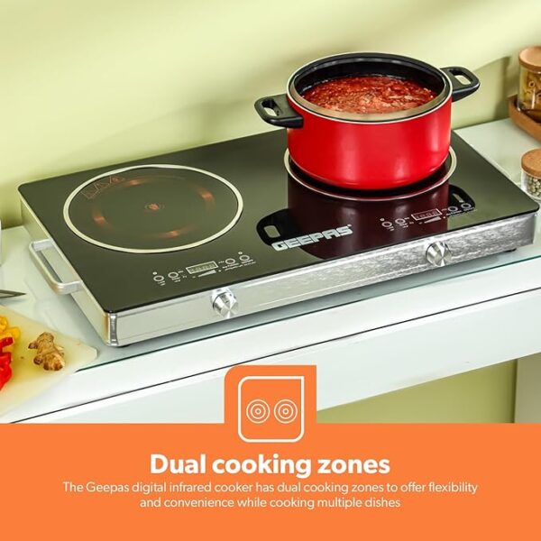 Geepas Double Digital Infrared Cooker 3600W GIC6131S | Fast & Efficient Cooking