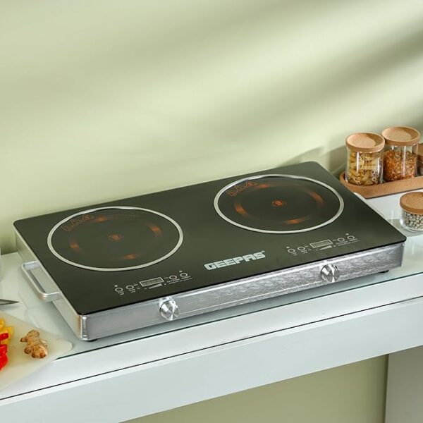 Geepas Double Digital Infrared Cooker 3600W GIC6131S | Fast & Efficient Cooking