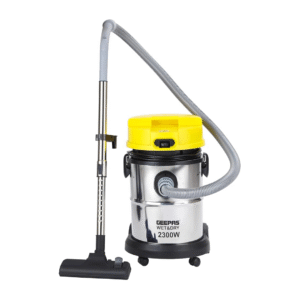 Geepas 25L Wet and Dry Stainless Steel Vacuum Cleaner, 2300W Power, Adjustable Suction, Elegant Silver/Black/Yellow Body – GVC19011N
