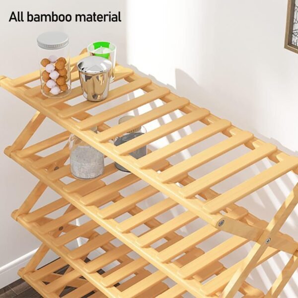 Foldable Shoe Rack 4 Layers Bamboo Shoe Rack Wooden Shoe Rack - Image 3