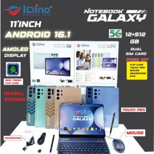 Idino Notebook Galaxy 5G 11 inch 12GB RAM, 512GB ROM Android 16 Dual SIM 12000 mAh Battery