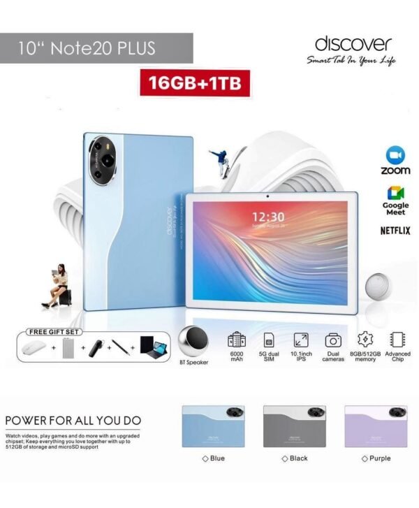 Discover Note 20 Plus 10 inch 16GB RAM + 1TB ROM Dual SIM PC Android Tablet