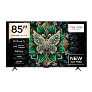 TCL 85 inch QD-miniLED Android 4K Google Smart TV AiPQ Pro Processor with 144Hz Native Refresh Rate Dolby Vision ONKYO 2.1 Hi-Fi Speaker 85C6K
