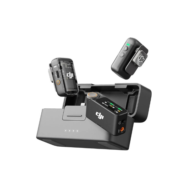 DJI Mic 2 (2 TX + 1 RX + Charging Case) Wireless Microphone, Intelligent Noise Cancelling