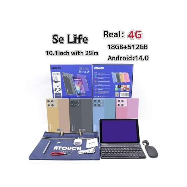 Atouch SE Life PC Android Tablet 10 inch 18GB RAM 512GB ROM Android 14 Dual Sim 12000 mAh Battery