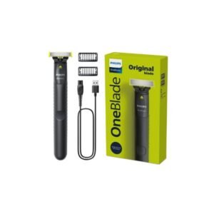 Philips New One Blade Trimmer QP272410,Trim, Edge & Shave Any Length of Hair,3 Stubble Combs, Dual-Sided Blade,Wet & Dry Use, 45min Cordless Use Black & Lime